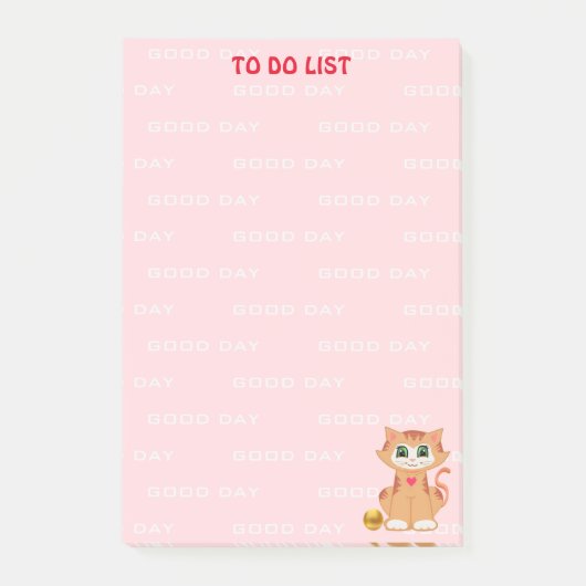 Kat Cartoon op Roze Takenlijst Post-it® Notes (Voorkant)