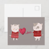 Kat Cartoon Paar Briefkaart (Voorkant / Achterkant)