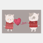Kat Cartoon Paar Rechthoekige Sticker (Voorkant)