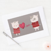 Kat Cartoon Paar Rechthoekige Sticker (Envelop)