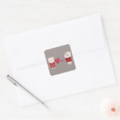 Kat Cartoon Paar Vierkante Sticker (Envelop)