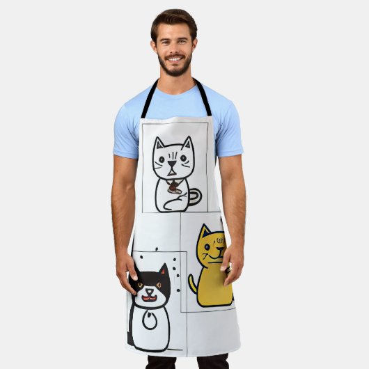 Kat-cartoon Schort (Gedragen)