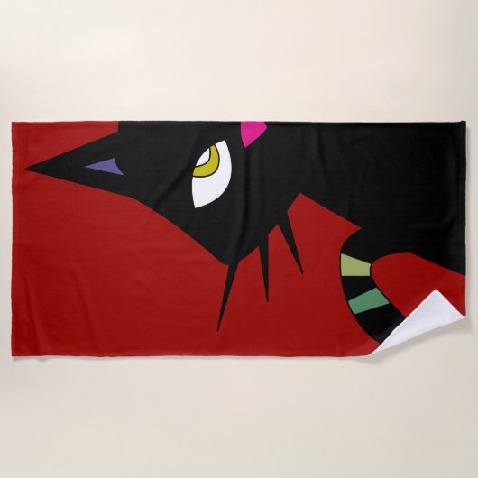 Kat-cartoon Strandlaken (Voorkant)