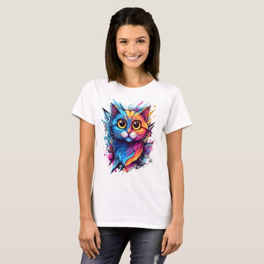 Kat-Cartoon T-shirt (Voorkant volledig)