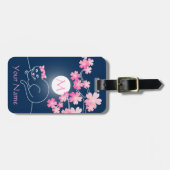 kat Cherry Blossom Moon Pink Sakura Blue Bagagelabel (Voorkant horizontaal)