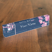  kat Cherry Blossom Moon Pink Sakura Blue Naambordje (Zijkant)