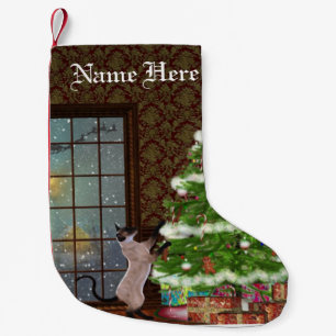 Kat Chistmas boomstamboom Kleine Kerstsok