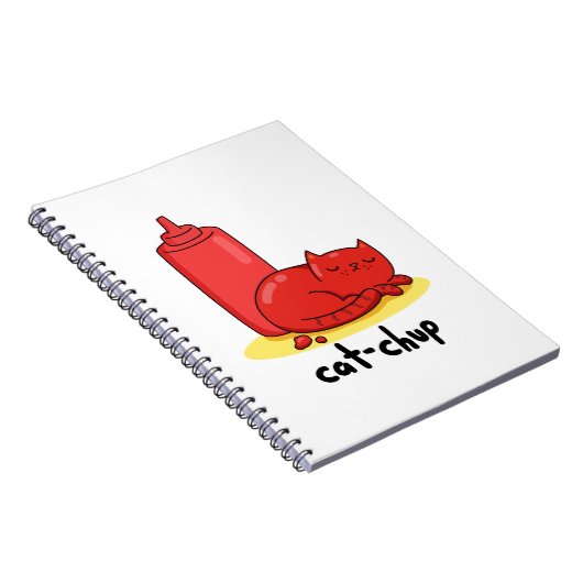 Kat-chup Grappige Rode Ketchup Kat Woordspeling  Notitieboek (Rechterzijde)
