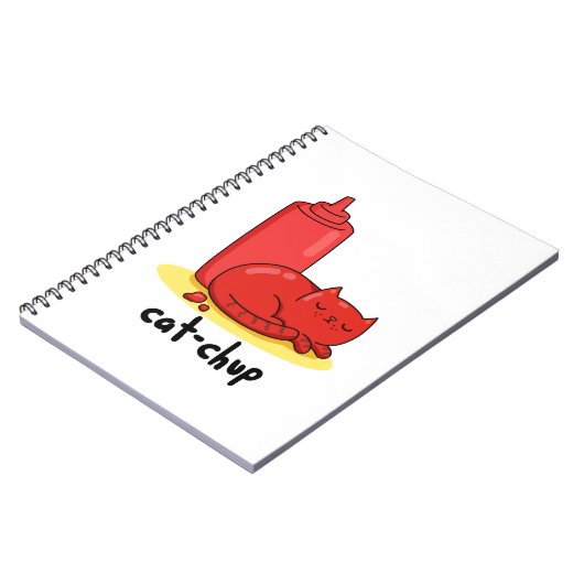 Kat-chup Grappige Rode Ketchup Kat Woordspeling  Notitieboek (Linkerzijde)