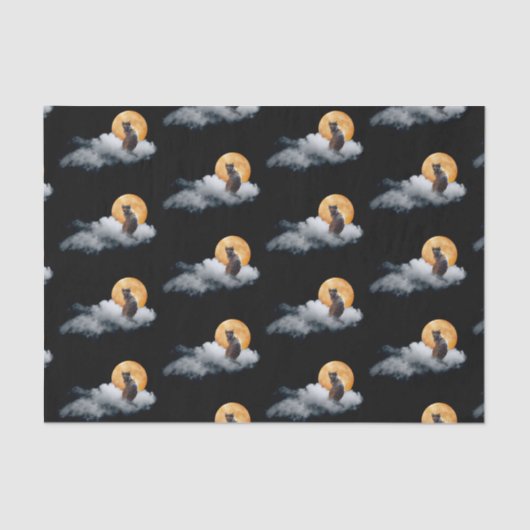 Kat Cloud Moon Tissue Paper Tissuepapier (Voorkant)