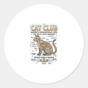 Kat Club Kat Anatomie Wetenschappelijk Diagram Vin Ronde Sticker