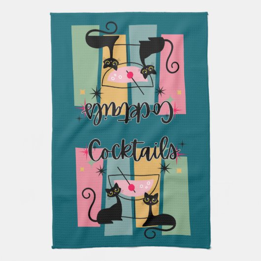 Kat Cocktails Keuken en Bar Handdoek (Verticaal)