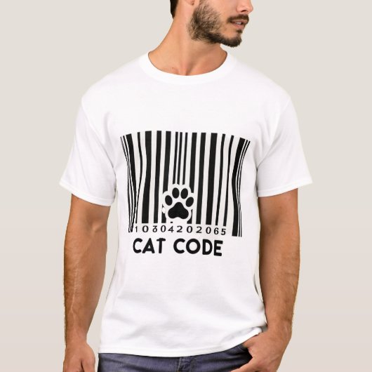KAT CODE Moderne Streepjescode Poot T-shirt (Voorkant)