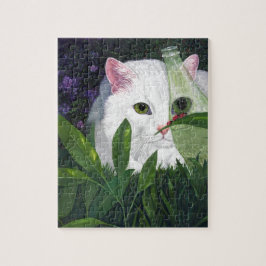 Kat, cokes flesje en ladybugs legpuzzel