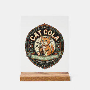 Kat Cola Kat Frisdrank Drank Etiket Kat Vintage V Acryl Bord
