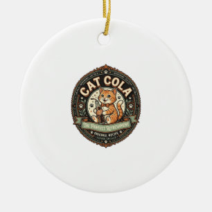 Kat Cola Kat Frisdrank Drank Etiket Kat Vintage V Keramisch Ornament