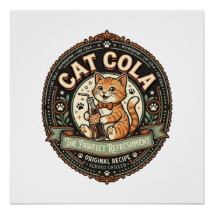Kat Cola Kat Frisdrank Drank Etiket Kat Vintage V Perfect Poster