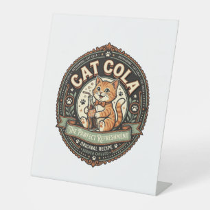 Kat Cola Kat Frisdrank Drank Etiket Kat Vintage V Reclamebord Met Voetstuk
