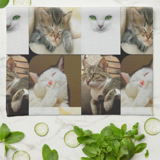 Kat Collage Kitchen Towel Theedoek (Gevouwen)