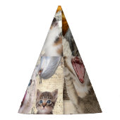 Kat Collage / Montage van Katten Papieren Feesthoe Feesthoedjes (Achterkant)