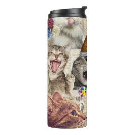 Kat Collage Reis Mok, Thermische Tumbler Thermosbeker