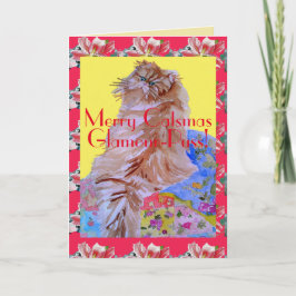 Kat Colorful Quilt Merry-kerstkaart Kaart