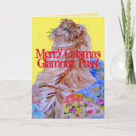 Kat Colorful Quilt Merry-kerstkaart Kaart