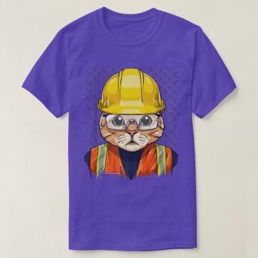 Kat Construction Worker Feline Cat Kitten T-shirt (Design voorkant)
