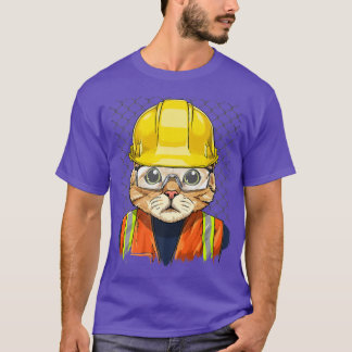 Kat Construction Worker Feline Cat Kitten T-shirt