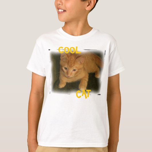 Kat "COOL CAT" Kinder basis T-shirt (Voorkant)