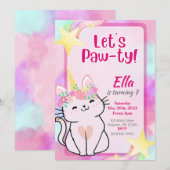 Kat-Corn Birthday Uitnodiging (Voorkant / Achterkant)