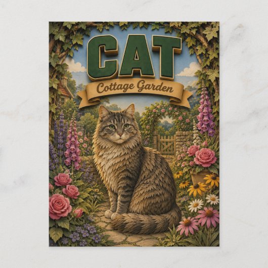 Kat Cottage Garden POPCUT Briefkaart (Voorkant)