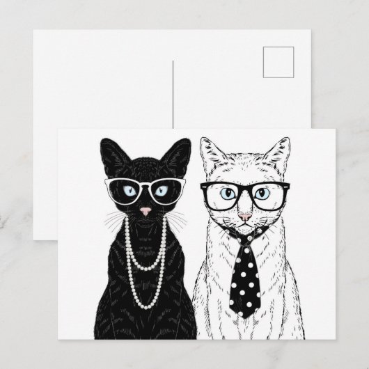Kat Couple Briefkaart (Voorkant / Achterkant)
