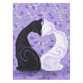 Kat Couple Butterfly Heart Paarse Tablecloth Tafelkleed