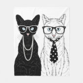 Kat Couple Fleece Deken (Voorkant)