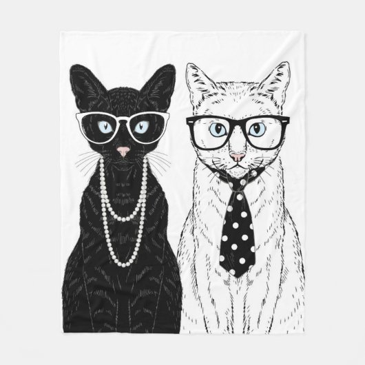 Kat Couple Fleece Deken (Voorkant)