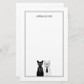 Kat Couple | Jouw namen toevoegen Briefpapier (Voorkant / Achterkant)