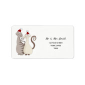 Kat Couple-kerstterugzendadres Etiket (Voorkant)