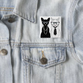 Kat Couple Vierkante Button 5,1 Cm (In situ)