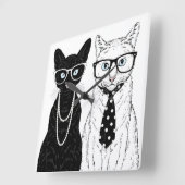 Kat Couple Vierkante Klok (Hoek)