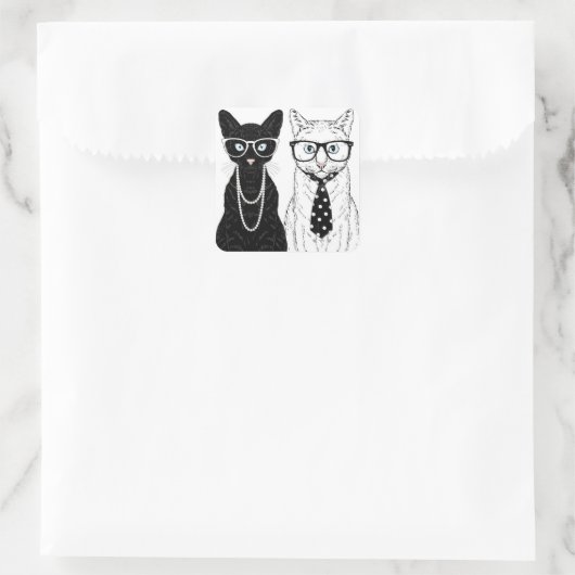 Kat Couple Vierkante Sticker (Tas)