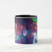 Kat Cowboy die een haai met een regenboog beweegt Mok (Midden)