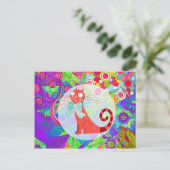  Kat Crazy Cat Lady geeft trillend kleurrijk Briefkaart (Staand voorkant)