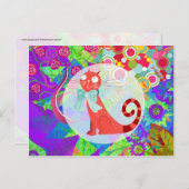  Kat Crazy Cat Lady geeft trillend kleurrijk Briefkaart (Voorkant / Achterkant)