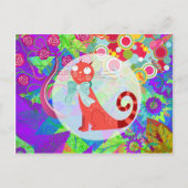  Kat Crazy Cat Lady geeft trillend kleurrijk Briefkaart (Voorkant)