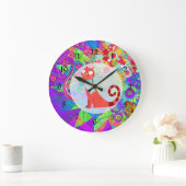  Kat Crazy Cat Lady geeft trillend kleurrijk Grote Klok (Huis)