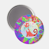 Kat Crazy Cat Lady geeft trillend kleurrijk Magneet (Voorkant / Achterkant)