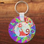 Kat Crazy Cat Lady geeft trillend kleurrijk Sleutelhanger (Voorkant)