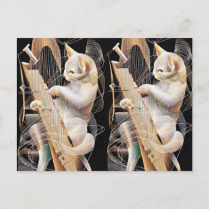 Kat Crescendo – Surrealistische Kunstansichtkaart Briefkaart