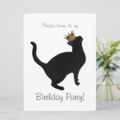 Kat Crown Birthday Party Invitation Kaart (Staand voorkant)